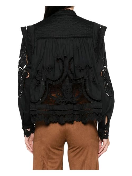 Richelieu Puff Sleeve Organic Cotton Blouse Farm Rio FARM Rio | 351180L0002 BLACK